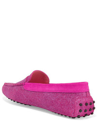 Slippers en cuir fuchsia Tod's