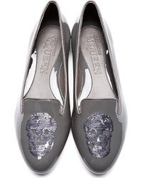 Slippers en cuir gris Alexander McQueen