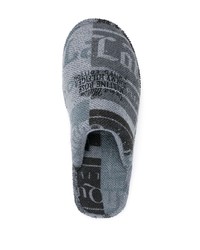Slippers en cuir imprimés gris foncé Tommy Jeans