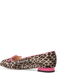 Slippers en cuir imprimés léopard fuchsia Charlotte Olympia