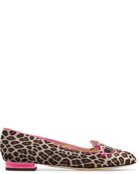 Slippers en cuir imprimés léopard fuchsia Charlotte Olympia