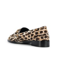 Slippers en cuir imprimés léopard marron clair Versace