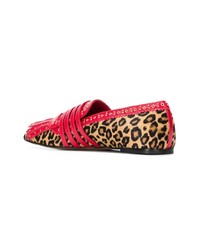 Slippers en cuir imprimés léopard rouges L'Autre Chose