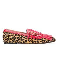 Slippers en cuir imprimés léopard rouges L'Autre Chose