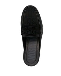 Slippers en cuir imprimés noirs Moschino