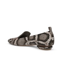 Slippers en cuir imprimés serpent gris Nicholas Kirkwood