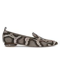Slippers en cuir imprimés serpent gris Nicholas Kirkwood