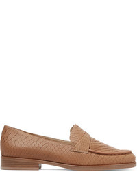 Slippers en cuir imprimés serpent marron clair Alexandre Birman