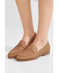 Slippers en cuir imprimés serpent marron clair Alexandre Birman