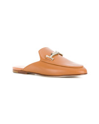 Slippers en cuir marron clair Tod's