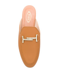 Slippers en cuir marron clair Tod's