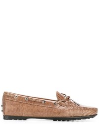 Slippers en cuir marron clair Tod's