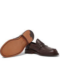 Slippers en cuir marron foncé Tricker's