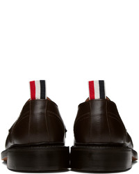 Slippers en cuir marron foncé Thom Browne