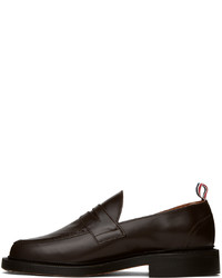 Slippers en cuir marron foncé Thom Browne