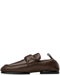 Slippers en cuir marron foncé Dries Van Noten