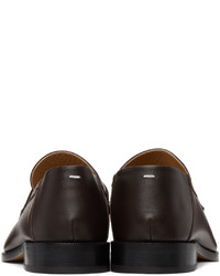 Slippers en cuir marron foncé Maison Margiela