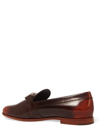 Slippers en cuir marron foncé Tod's