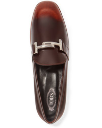 Slippers en cuir marron foncé Tod's