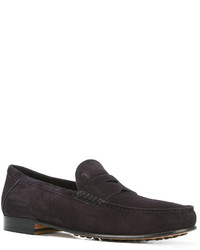 Slippers en cuir marron foncé Tod's