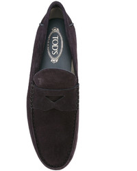 Slippers en cuir marron foncé Tod's