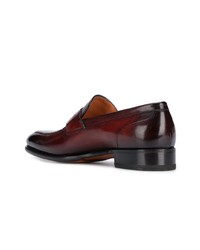 Slippers en cuir marron foncé Santoni