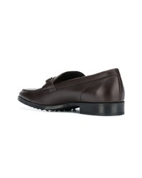 Slippers en cuir marron foncé Tod's