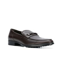 Slippers en cuir marron foncé Tod's