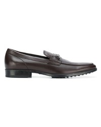 Slippers en cuir marron foncé Tod's