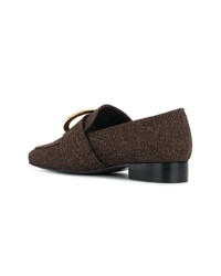 Slippers en cuir marron foncé Dorateymur