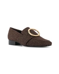 Slippers en cuir marron foncé Dorateymur