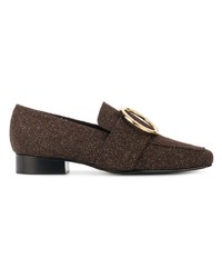 Slippers en cuir marron foncé Dorateymur