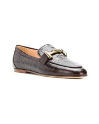 Slippers en cuir marron foncé Tod's