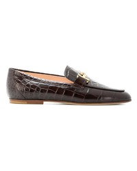 Slippers en cuir marron foncé Tod's