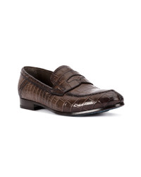 Slippers en cuir marron foncé Raparo