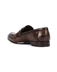 Slippers en cuir marron foncé Raparo