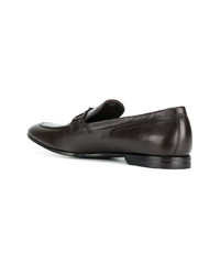 Slippers en cuir marron foncé Canali