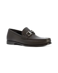 Slippers en cuir marron foncé Salvatore Ferragamo