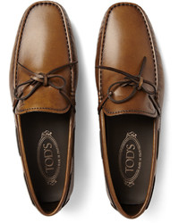 Slippers en cuir marron foncé Tod's