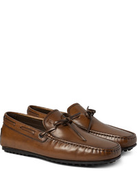 Slippers en cuir marron foncé Tod's