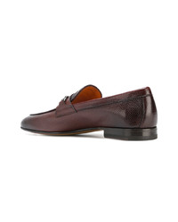 Slippers en cuir marron foncé Santoni