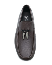 Slippers en cuir marron foncé Giuseppe Zanotti Design