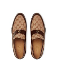 Slippers en cuir marron foncé Gucci