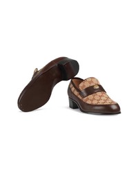 Slippers en cuir marron foncé Gucci