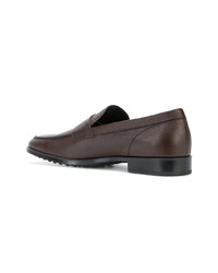 Slippers en cuir marron foncé Tod's