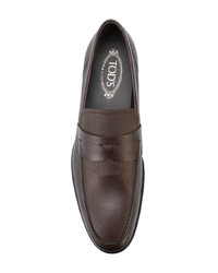 Slippers en cuir marron foncé Tod's