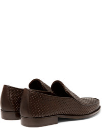 Slippers en cuir marron foncé Bottega Veneta