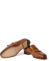 Slippers en cuir marron Santoni