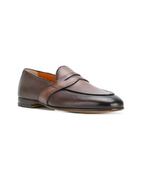 Slippers en cuir marron Santoni