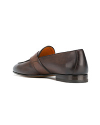 Slippers en cuir marron Santoni